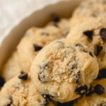Chocolate chip muffin cookies with streusel on top.