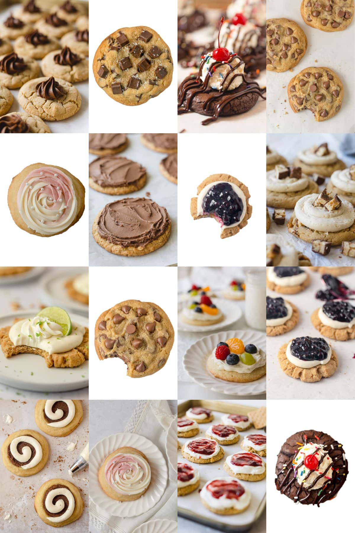 A collage of various gourmet style cookie recipes.
