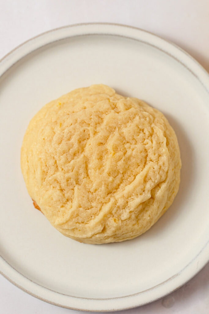 A sugar cookie on a plate.